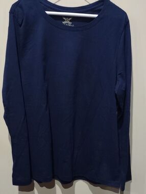 Faded Glory Navy Long Sleeve Crewneck Shirt, Soft XL New